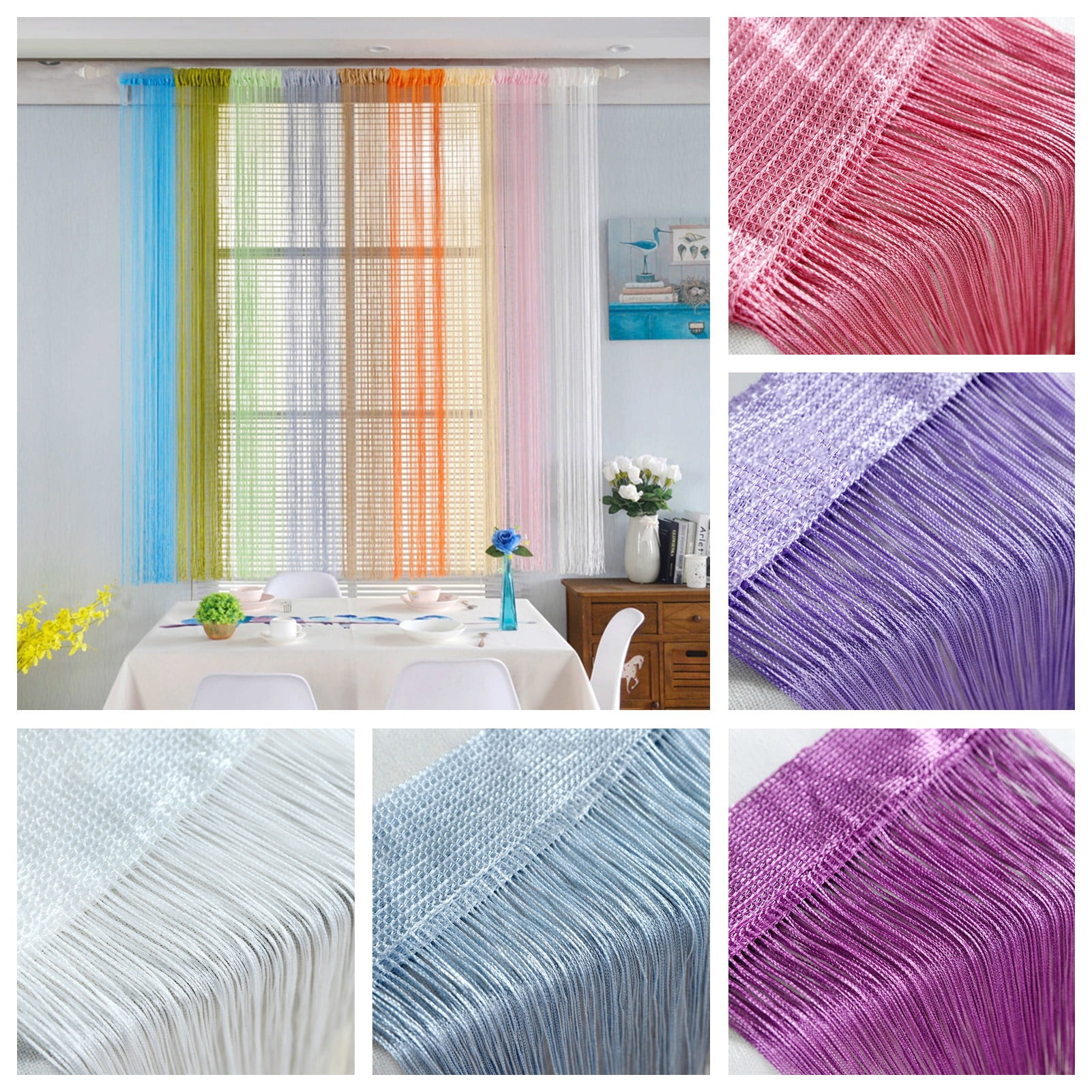 Riguas Thread Curtain Rod Pocket Decorative Polyester Living Room Door ...