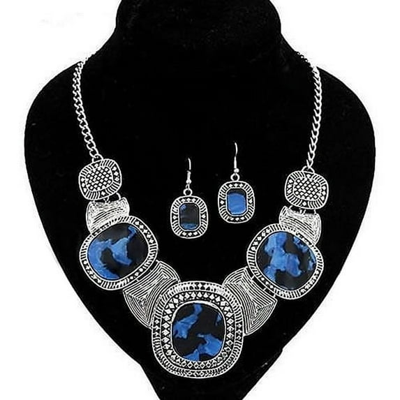 Riguas Women Metal Simple Geometric Shape Necklace and Earrings Vintage Jewelry Set Jewelry Gift