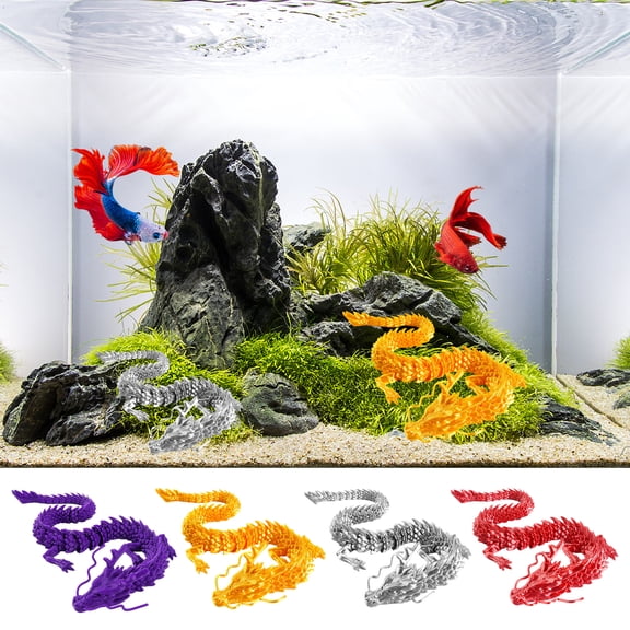 Riguas Year of 2024 Mascot 3D Printing Dragon Figurine Traditional Chinese Dragon Craft Art Ornament Miniature Adorable Animal Model Decoration for Fish Tank Car