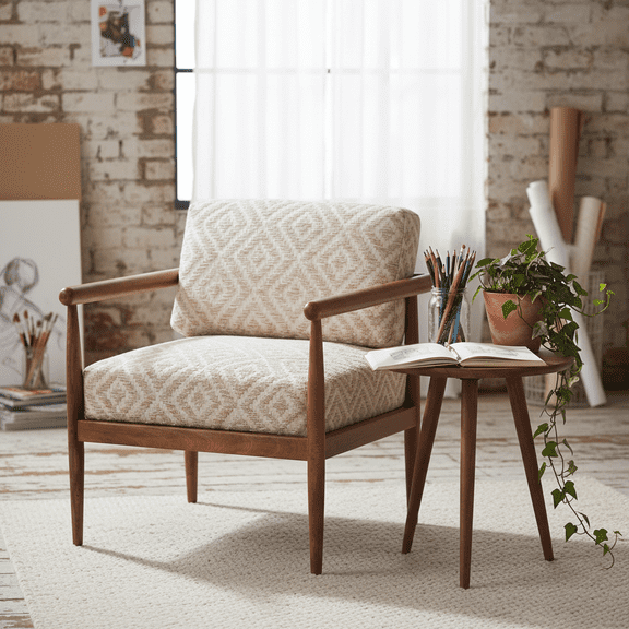 Mango Furniture Co Inc Transitional Wood Geometric Solid Wood Armchair
