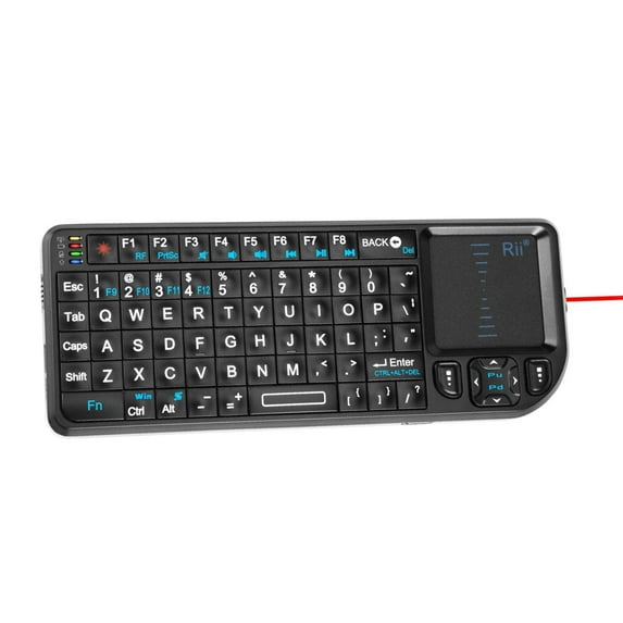 Rii 2.4G Mini Wireless Smart Keyboard with Touchpad Mouse,Lightweight Portable Wireless Keyboard Controller with USB Receiver Remote Control for . Black.72 Keys