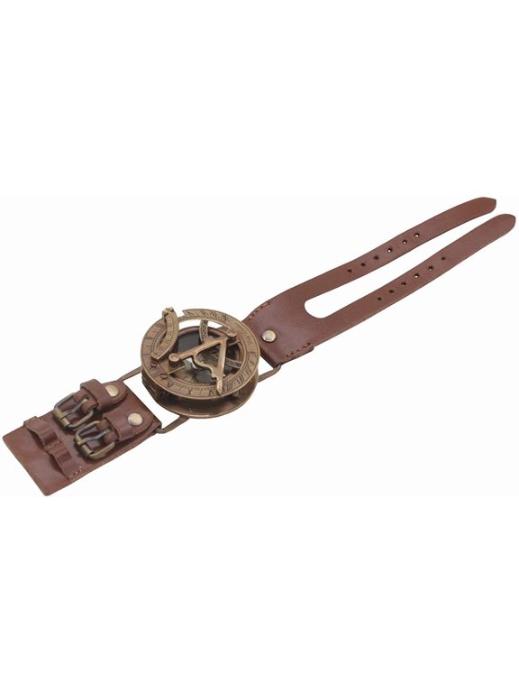 Rii Brand Brass Antique Color Wrist Band Working Sundial Compass