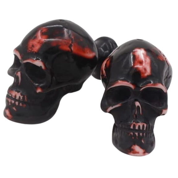 Rii Brand Resin Skull Black Colored Set of 12 Nautical Knobs, 3"