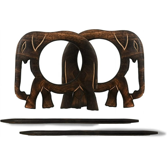 Rii Brand Wooden Elephant Curtain Rustic Natural Color Tieback Set of 2