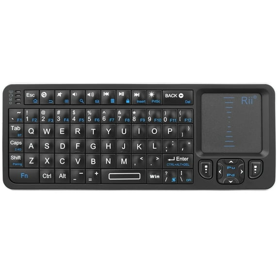 Rii K06 Mini Wireless Keyboard with Backlit, Touchpad & IR Learning (Compatible with Android TV, Mac, Windows, Tablets)