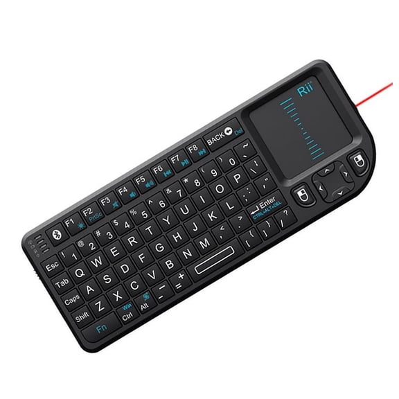 Rii Mini Wireless Bluetooth Keyboard Touchpad with Laser Pointer for Smartphone and Tablet, Black (mini X1 BT)
