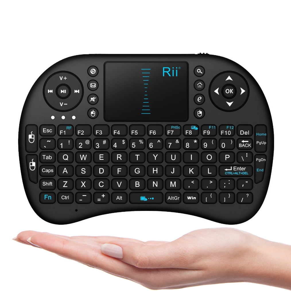  Rii Mini Bluetooth Keyboard with Touchpad＆QWERTY Keyboard,  Backlit Portable Wireless Keyboard for Smartphones/  Laptop/PC/Tablets/Windows/Mac/TV/Xbox/PS3/Raspberry Pi .(i8+ Blue) :  Electronics