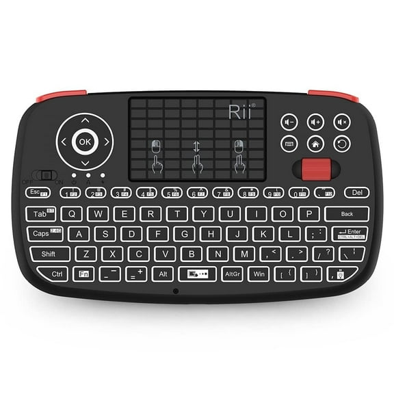 Rii i4 Mini Bluetooth Keyboard with Touchpad, Blacklit Portable Wireless Keyboard with 2.4G USB