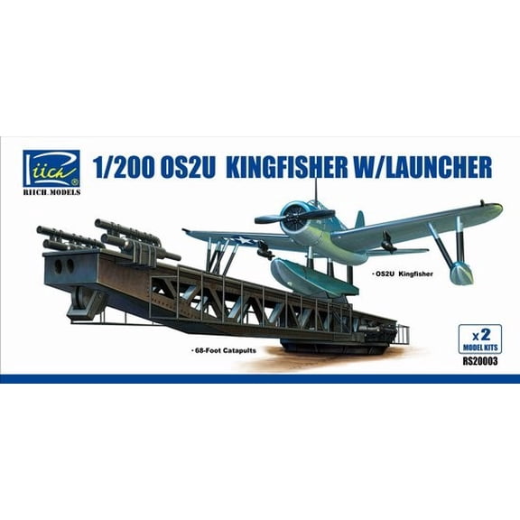 Riich Models RS20003 OS2U Kingfisher & Catapult Launcher 1/200 Scale Plastic Kit
