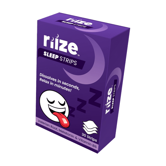 Riize Sleep Strips  Fast Acting Dissolvable Sleep Aid with Melatonin, L-Theanine & Valerian Root  30 Count