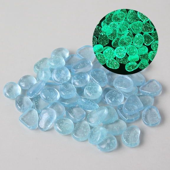 Rijanmt 100pcs Glitter Garden Stones,Mini Resin Gems,Glowing Pebbles with Scattered Luminescent Particles,Polished Glow-in-the-Dark Rocks,for Garden Patio Pots Bonsai/Home Fish Tank Aquariums Decor,A