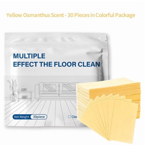 Rijanmt 30pcs Multi-Surface Floor Cleaner Tablet,Concentrated Multi-Effect Floor Cleaning Sheets for Mopping,Gently but Deeply Clean Hardwood/Ceramic/Stone & More Flooring,Yellow,Osmanthus Scent