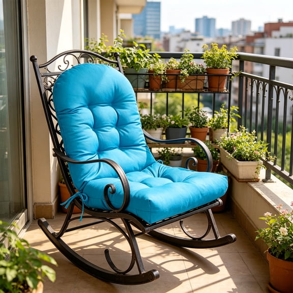 Rijanmt 11.8in x 11.8in Mother's Day Blue Outdoor Seating Cushion, Weather Resistant, Tufted, Waterproof, Anti-Slip, Thickened