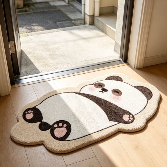 Rijanmt Bathroom Rugs,Microfiber Soft Absorbent Non-slip Bath Mat,Panda Shaped Shower Rug,Animal Themed Floor Mat,Cute Welcome Doormat,for Bathroom Entryway Front Door Kitchen Decor,40*60cm,A