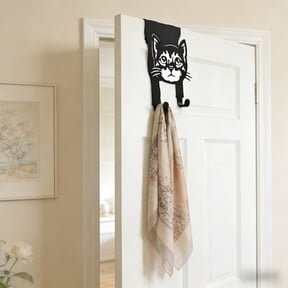 Rijanmt Black Cat Paws Over The Door Hook,No Drilling Decorative Door Hanger,Metal Kitten Claw Doorback Dual Hanging Hooks for Clothes,Towels,Caps,Tote Bags,Home Office Bathroom Bedroom Decoration
