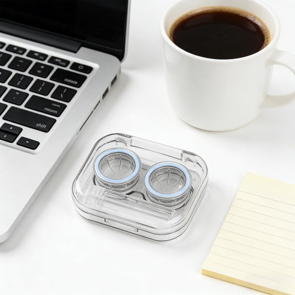 Rijanmt Contact Lens Case Contact Lenses Removal Tool Kit,Portable Cute Colored Contacts Lens Storage Box With Clear Lid,For Daily Outdoor Travel Use,Waterproof Compact Storage Kit For Travel,Blue