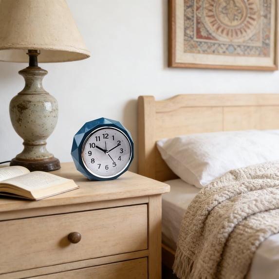 Rijanmt Diamond Night Light Clock Loud Music Alarm Clocks,Modern Design Mechanical Clock With Backlight,Battery Operated Clock For Home Bedside Table Bedroom Study Room Desk,4.52*4.40*1.96",Blue