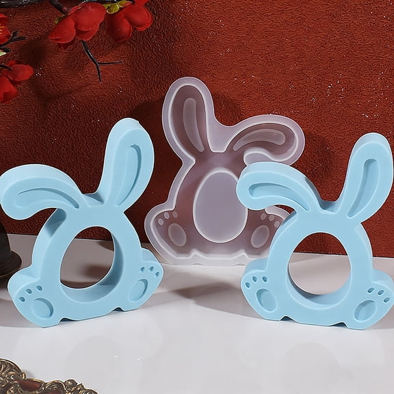 Rijanmt Easter Bunny Ears Chocolate Candy Silicone Mold,3.89X0.55X5.07" Cute Hollowed Rabbit Diy Aromatherapy Candle Plaster Mould,For Spring Holiday Kitchen Cupcake Cookie Baking & Decorating,A