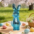 thumbnail image 1 of Rijanmt Easter Glitter Mirror Rabbit Standing Bunny Statue,Foam Sparkling Bow Rabbit Tabletop Standing Figurine,For Spring Easter Table Baskets Garden Home Office Decoration Gift,9.45X3.15",Blue, 1 of 6