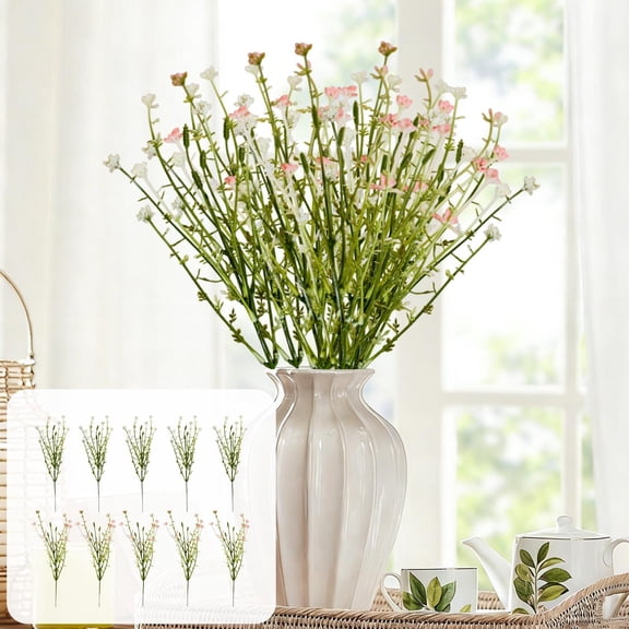 Rijanmt Faux Lavender Gypsophila Bouquet Diy Vase Decor,Artificial Baby’S Breath European Flowers Bundles Silk Gypsophila,For Spring Easter Centerpiece Wedding Decor,Table Arrangements,16.54" H,C