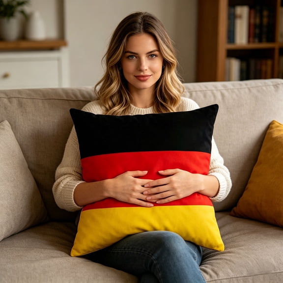 Rijanmt Flag of Germany Throw Pillow Cover,18x18 Inch Decorative Pillow Cases for 2026 Soccer Tournament,Nation Flag Printed Cushion Covers for Sports Fan Gameday Car Bar Home Sofa Bedroom Decor