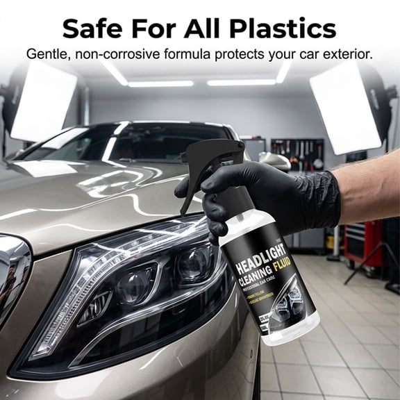 Rijanmt Headlight Restorer Spray,Auto Headlight Cleaner Oxidized & Yellowed Lens Repair with Protective Coating,Headlight Cleaning & Restoring Fluid for Car Exterior,Safe for All Plastic,2 fl.oz,1pcs