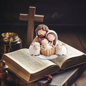 Rijanmt Mini Christmas Nativity Set Little People Nativity Set Nativity Scene with Light Miniature Manger 10 Rearrangeable Figurines Decor Religious Figurines Christian Tabletop Decor