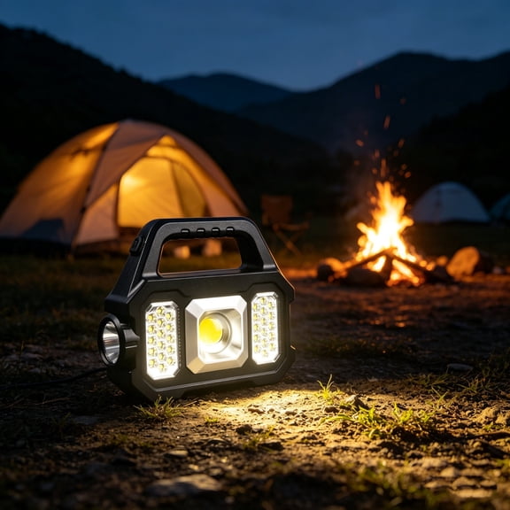 Rijanmt Outdoor Solar Handheld Flashlight for Camping Hiking & Outage Emergency,Multi Functional Waterproof Solar Work Light,Phone USB Rechargeable Portable Solar Lamp,Strong Lighting,B