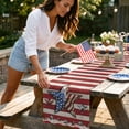 thumbnail image 1 of Rijanmt Patriotic Star Striped Flag Table Runner 72x13 Inch,Linen Tablecloth,Americana Stars Table Runners,4th of July Decorations,for Veterans Day Home Dining Independence Day Party Decor,F, 1 of 7