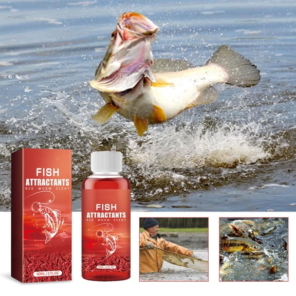 Rijanmt Red Liquid Fish Bait,Highly Concentrated Fish Attractant Liquid,Red Worm Liquid Solution,Fast-Acting Scented Bait Additive for Freshwater,Enhances Scent & Improves Bite Response,60ml/2oz*1
