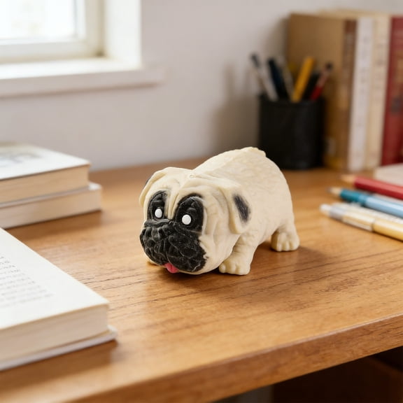 Rijanmt Squishies Pug Dog Squeeze Stress Relief for Adults,Soft Foam Slow Rising Sensory Fidget Decor,Pitching Anxiety & Anger Reducing Animal Dough,Party Favors,Gifts Idea