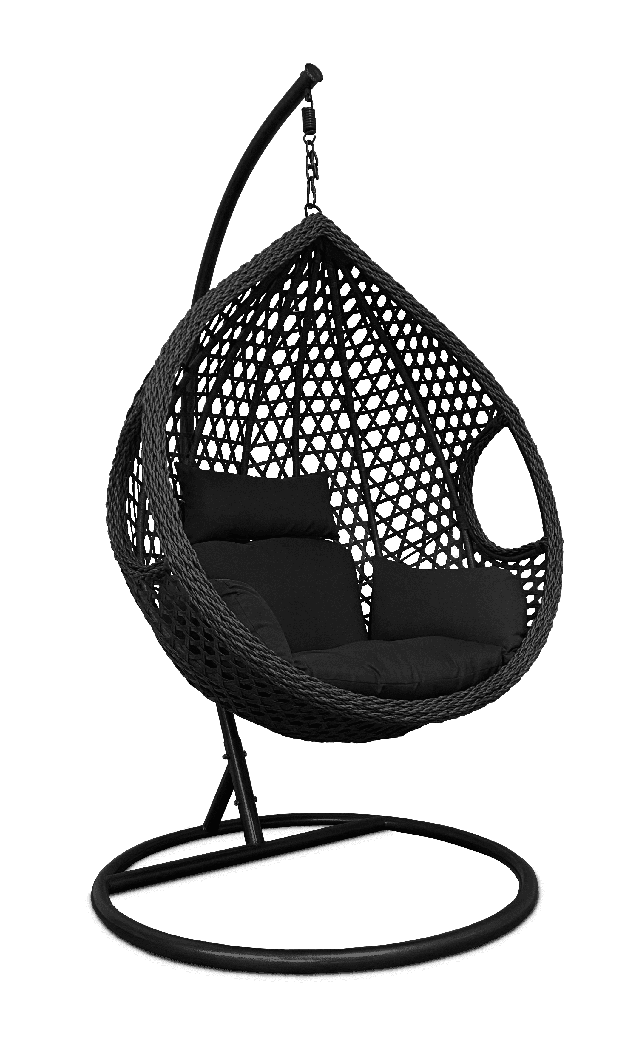 Rijoka Hanging Chair Egg Rope – Luxury Indoor & Outdoor Black Swing ...