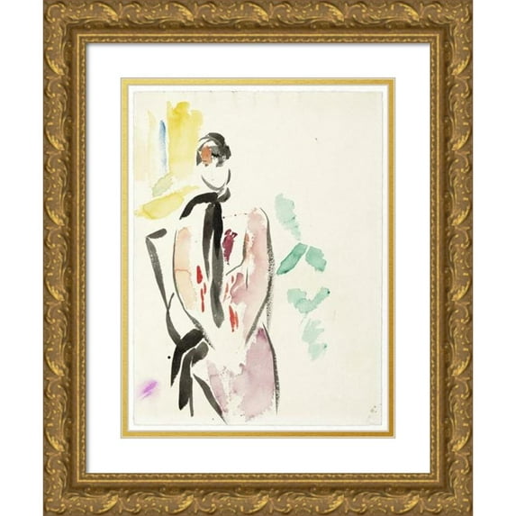 Rik Wouters 15x18 Gold Ornate Wood Frame and Double Matted Museum Art Print Titled - Sketch for a Portrait of Mrs. De Carniere -Wouters, Wife of the Artist (1892 - 1916)