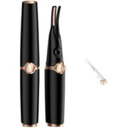 Riki Heated Eyelash Curler, Curved Heated Eyelash Curler USB Cable Rechargeable Cutting-Edge Tool, 2 in 1 Clip- Type Lash Curler with Three Adjustable Temperature Anti-Burn 24H Lasting (Black)