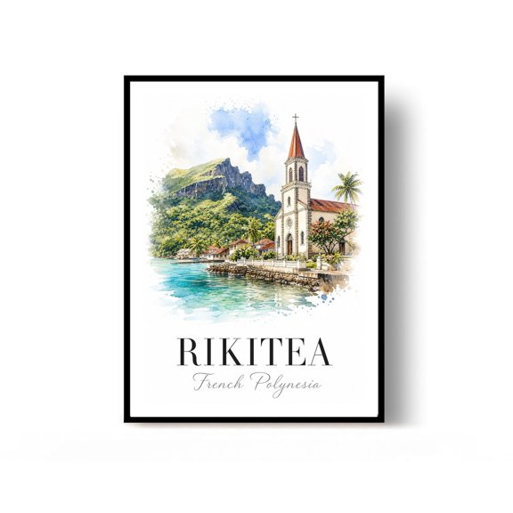 Rikitea French Polynesia Travel Poster Print Wall Decor