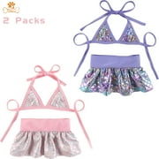 Riklu 2 Pcs Dog Bikini Dress, Stylish Swimsuit Costume for Small Dogs, Comfortable & Adjustable Puppy Bathing Suit, Soft Outfit Pet Apparel for Beach, Pool and Summer Fun