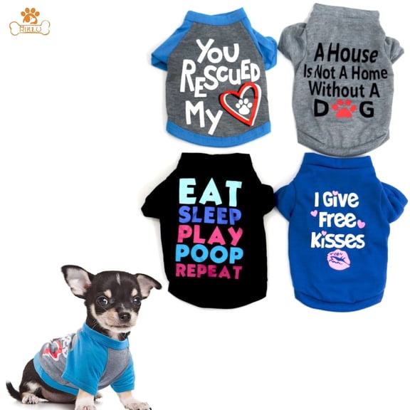 Riklu Set of 4 Dog Clothes for Small Dogs, Dog Shirt for Small Dog Boy & Cat L