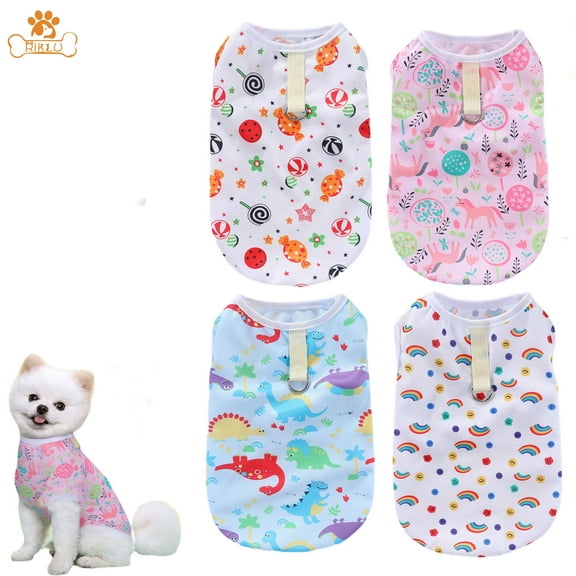 Riklu 4 Packs Dog Shirts for Small Dog, Pet T-Shirts Clothes Dog Vest with Cute Pattern for Puppy Boy Girl S