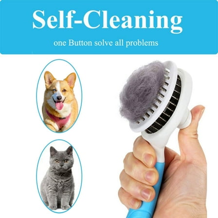 Riklu Dog & Cat Brush, Self Cleaning Slicker Brushe for Shedding and Grooming Removes Loose Undercoat, Mats and Tangled Hair Grooming Comb for Cat Dog Brush Massage