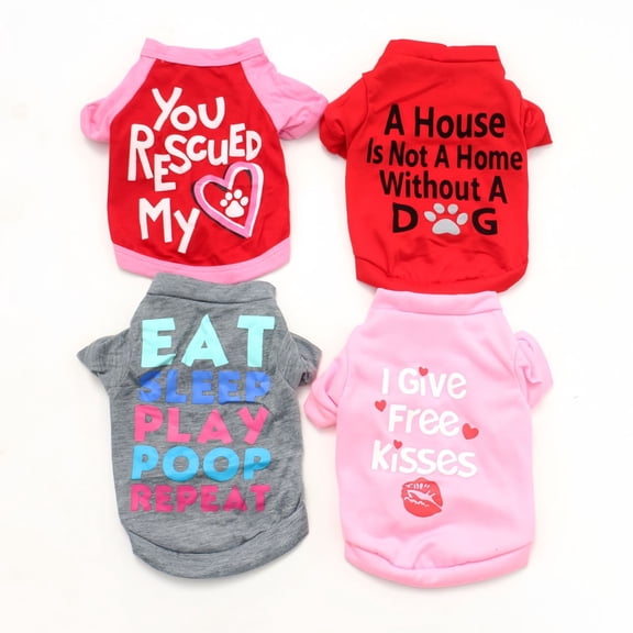 Riklu Set of 4 Dog Clothes for Small Dogs, Dog Shirt for Small Dog Boy & Cat Pink XS