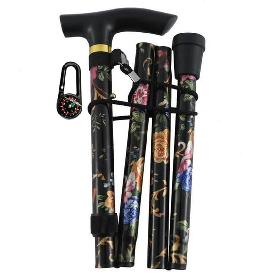 Riklu Walking Cane, Folding Cane for Men & Women, Portable Lightweight, 5-Level Adjustable Height, Collapsible Cane for Seniors Balancing Mobility Aid