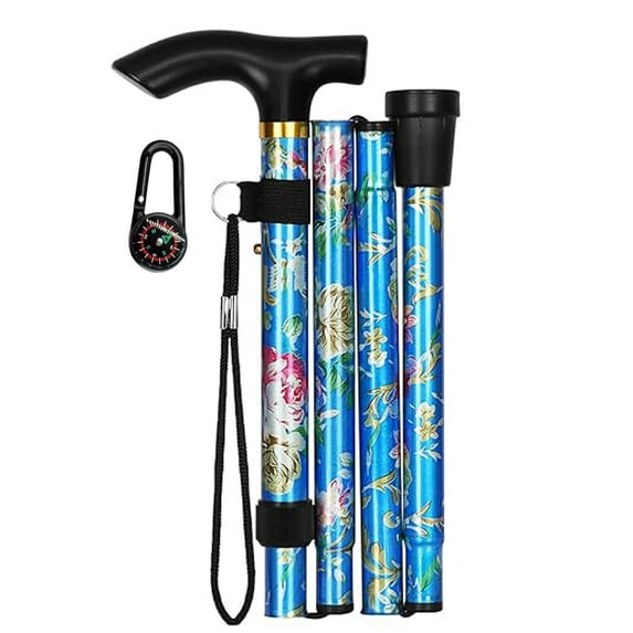 Riklu Walking Cane, Folding Cane for Men & Women, Portable Lightweight, 5-Level Adjustable Height, Collapsible Cane for Seniors Balancing Mobility Aid