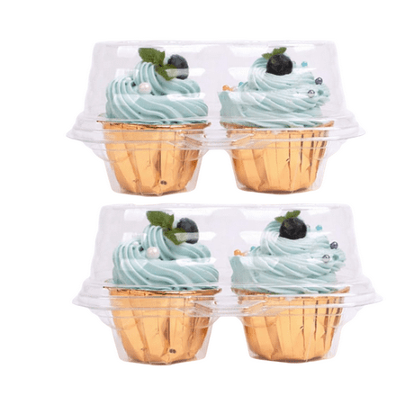 Rikyo Cupcake Carriers 7” x 4” x 4” Clear Plastic Cake Box, Sturdy and Durable (20 Count)