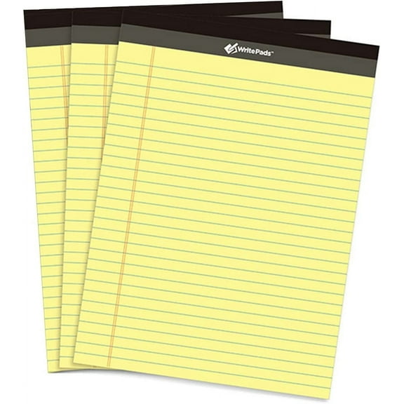 Rikyo Yellow Legal Pads, Narrow Ruled, with Clipboard(Black) Note Pads, 50 Sheets, 3 Count, 3 Pack