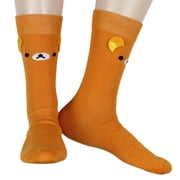 Rilakkuma Mens Face Design with 3D Ears Adult Mid-Calf Crew Socks Shoe Sizes 8-12