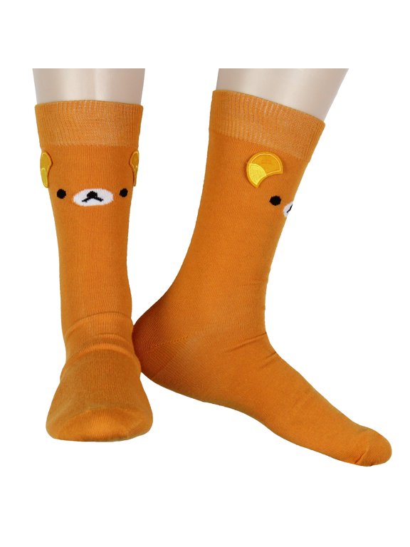 Men's Face Design with 3D Ears Adult Mid-Calf Crew Socks Shoe Sizes 8-12