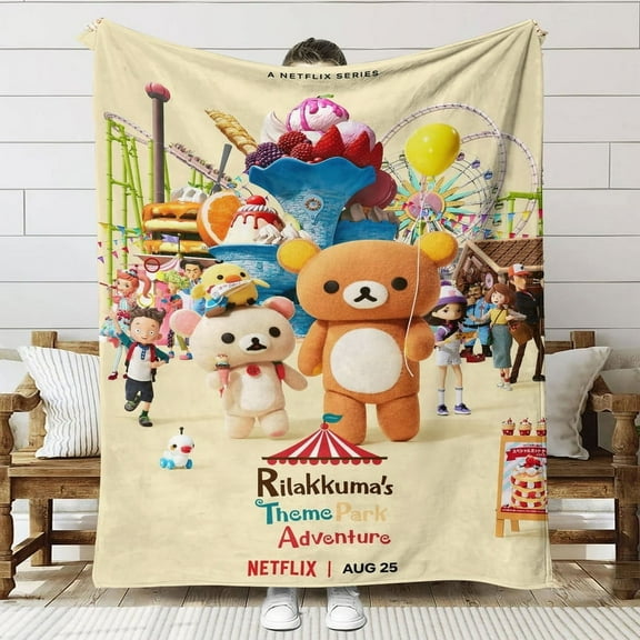 Rilakkuma's Theme Park Adventure Throw Blanket Gifts for Fans Lover Girls Boys Women Present Hoodie Him Bed 40"x50"