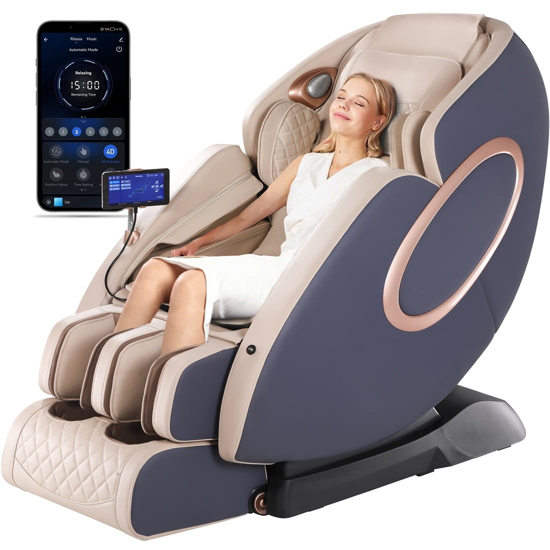 Real Relax Health Care MM350 Massage Chair Recliner with Zero Gravity, Full  Body Air Pressure, Heating, Bluetooth, Foot Roller, Neck Shoulder Back Calf  and Foot Massager for Home and Office 