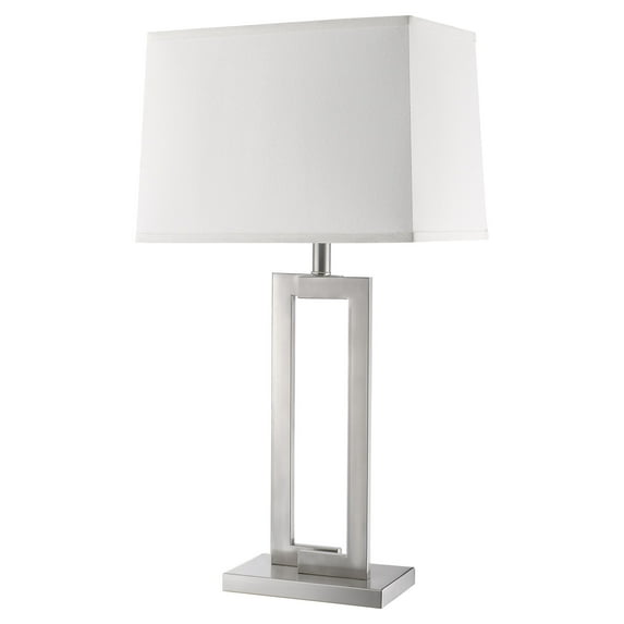 Riley 1-Light Brushed Nickel Table Lamp With Off White Shantung Shade