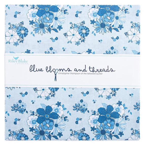 Riley Blake - Blue Blooms and Threads by Christopher Thompson 10" Stacker 42 pcs